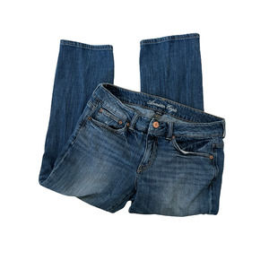 AMERICAN EAGLE Boy Fit Stretch Jeans Distressed Mid Rise Blue Women's Size 8